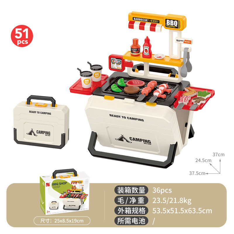 Niños transfronterizos en casa mesa de barbacoa juguetes BBQ set cocina barbacoa kebab simulación carritos de alimentos