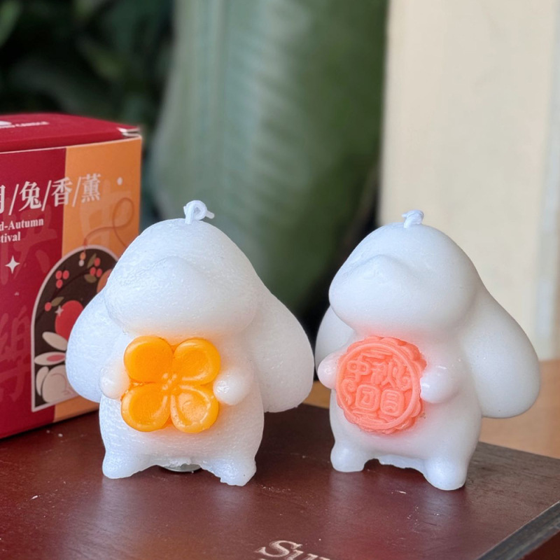 中秋节兔子香薰蜡烛高级感伴手礼礼物创意香氛摆件仿真造型蜡|undefined