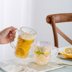Nordic-style glass cup glacier cup beer cup drink cup, boil water home water cup for women, sandpaper handle cup