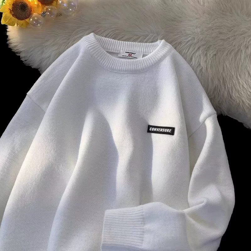 Свитер мужской зимний прилив свободный с круглым вырезом свитер молодежный толстый простой внутренний свитер