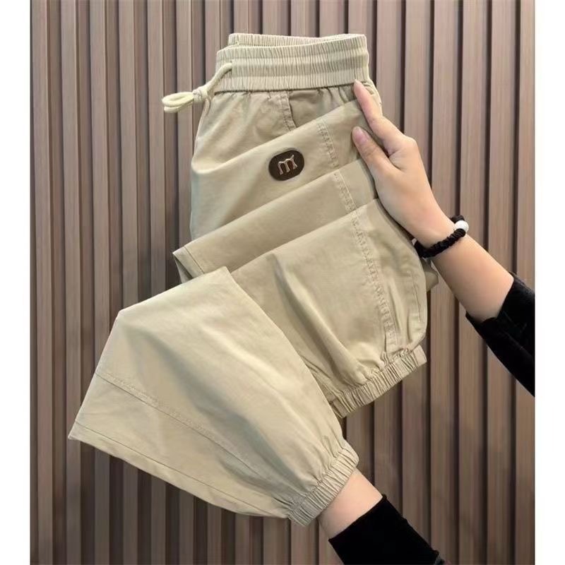 Fashion Thin Casual Pants Men 2025 Summer Trendy Loose Jogger Cropped Sports Cargo Pants Men Long Pants