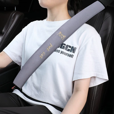 Seat belt shoulder pad, Soft Velvet Seat Belt Protective - gray-75cm
