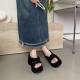 High-end fashion platform slippers women's summer wear 2025 new wedge heel small height beach slippers