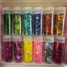 手工DIY材料彩色镭射金葱粉套装大小片闪粉套装亮片 跨境专供金粉