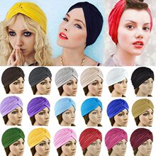 Turban Head Wrap Band Chemo Bandana Hijab Pleated Indian Cap