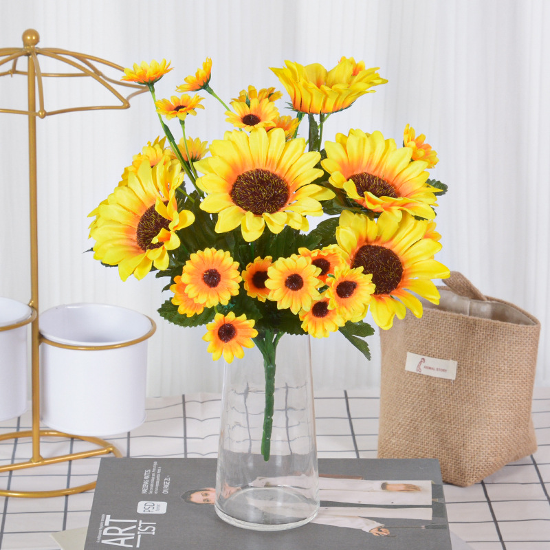 Girasol artificial flor seda decoración boda y hogar