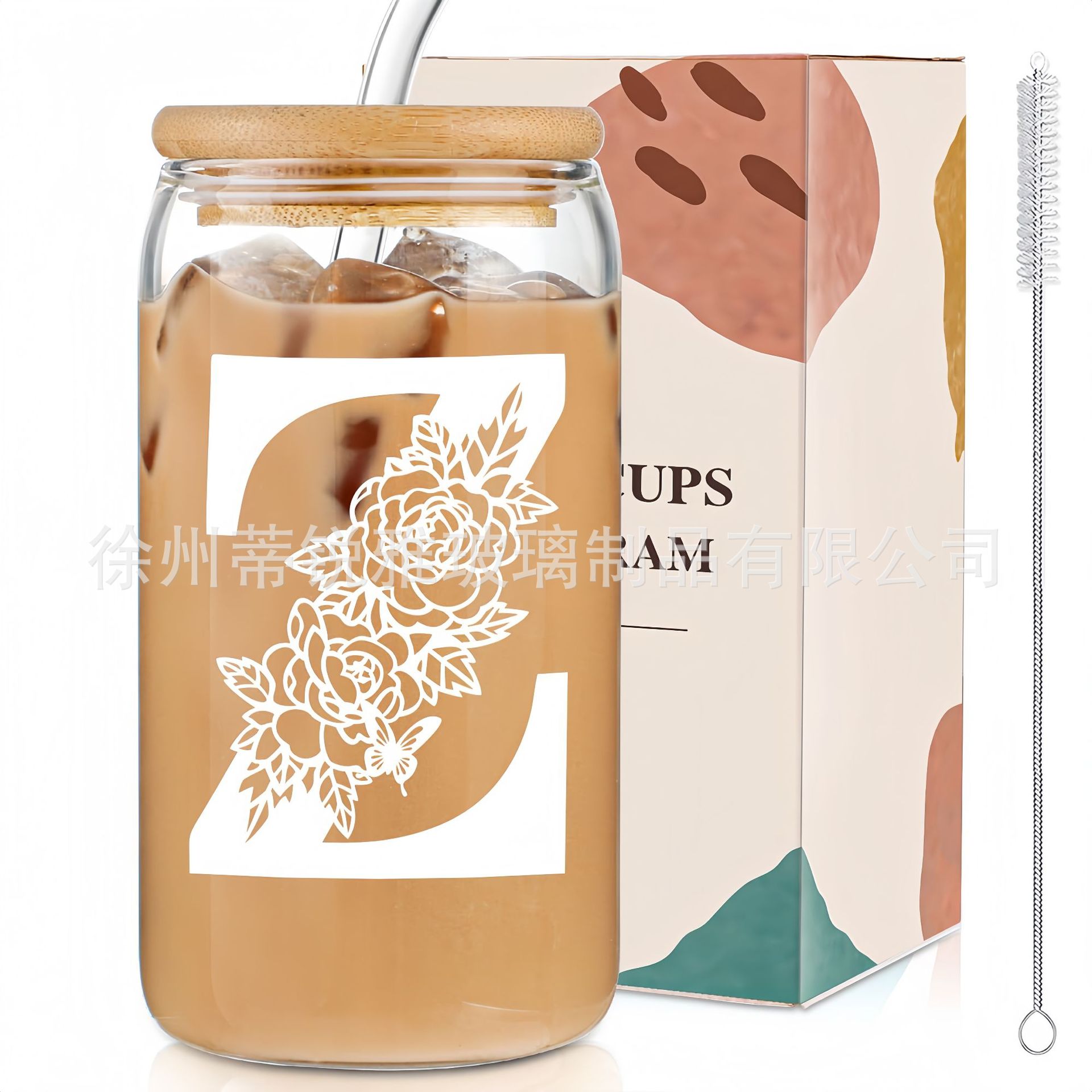 Transfronterizo 16oz Coca-Cola Cup Set con cubierta de paja de alta borosilicona taza de agua de vidrio taza de café de leche taza de vidrio Mason