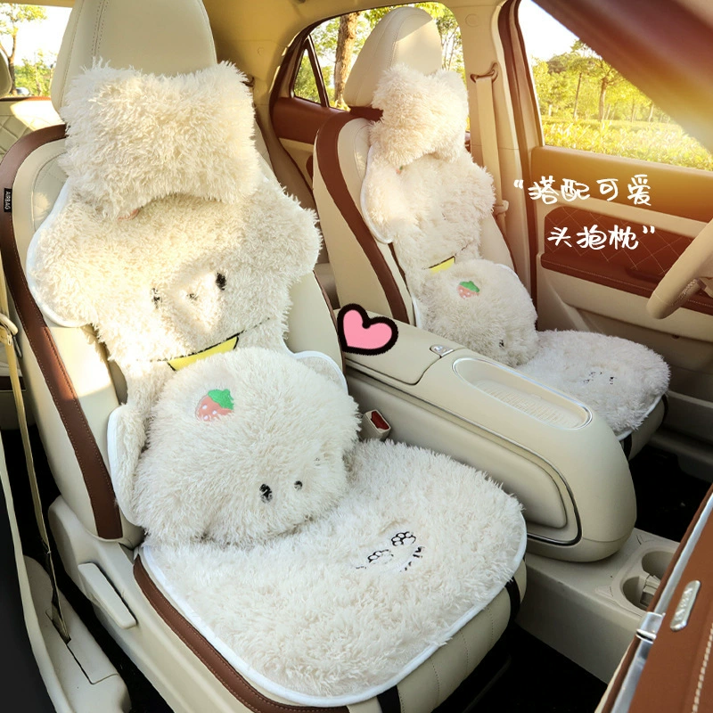 Новая автомобильная подушка зимняя леди мультфильм милый универсальный сетка красная плюшевая подушка сиденья плюшевая однострочная квадратная подушка