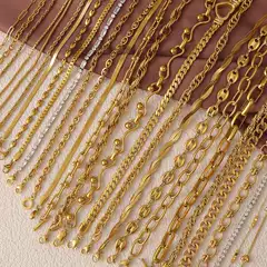 Vintage-Inspired Women's Necklace with Minimalist Design for Europe & US – Stainless Steel 18K Gold Plated, Multi-Style Chain