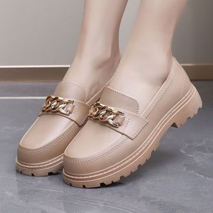 New Rain Shoes Women's Shoes Outer Wear Soft Bottom Thick Bottom Waterproof Low-top Retro British Slip-on Love Rubber Shoes Non-slip