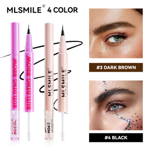 Mlsmile Cross-Border Eyebrow Pencil Double-Ended Ultra-Fine Eyebrow Pencil 4-Color Eyebrow Shaping 2-in-1 Non-Smudge Liquid Eyebrow Pencil Long-Lasting Makeup