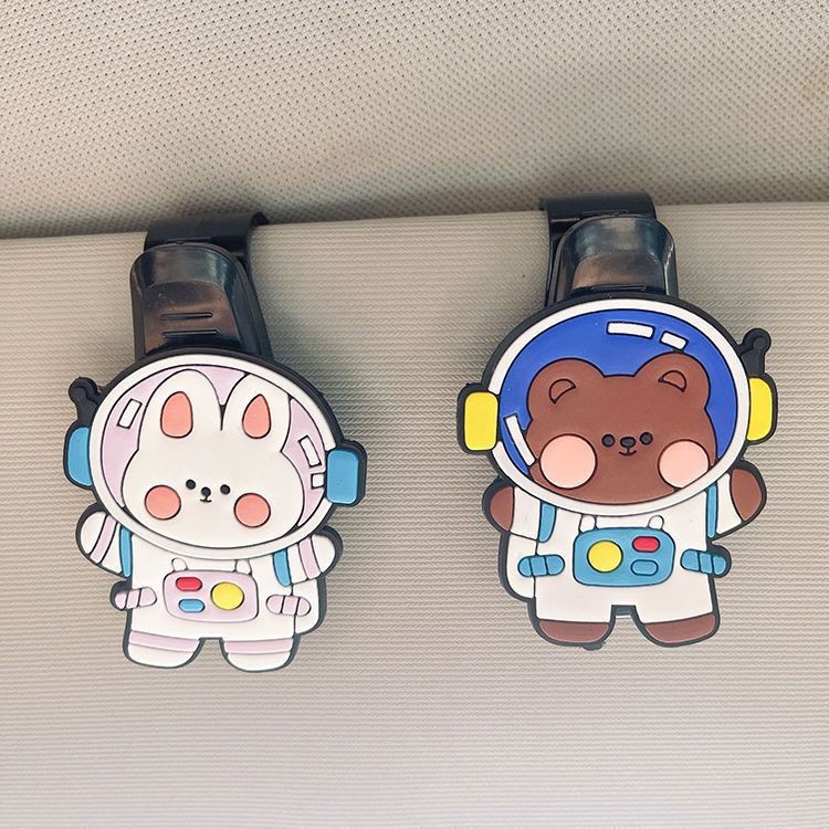 Car glasses holder, cute car sun visor storage box, car sunglasses clip, multifunctional card holder