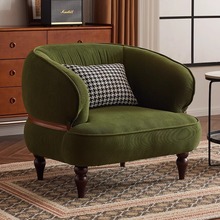 美式复古风单人沙发椅家用小户型客厅卧室休闲接待灯芯绒懒人沙发