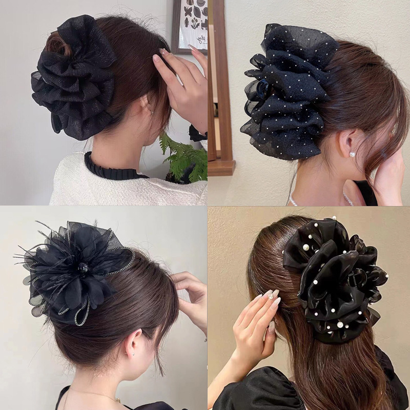 big bow grip female low ponytail hairpin back head loose clip shark clip on the escape princess headdress hairpin