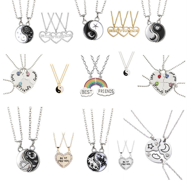 European and American Style Jewelry Best Friends Heart-Shaped Square Pendant Best Friend Pendant Heart-Shaped Necklace European and American Style Jewelry Best Friends Heart-Shaped Square Pendant Best Friend Pendant Heart-Shaped Necklace
