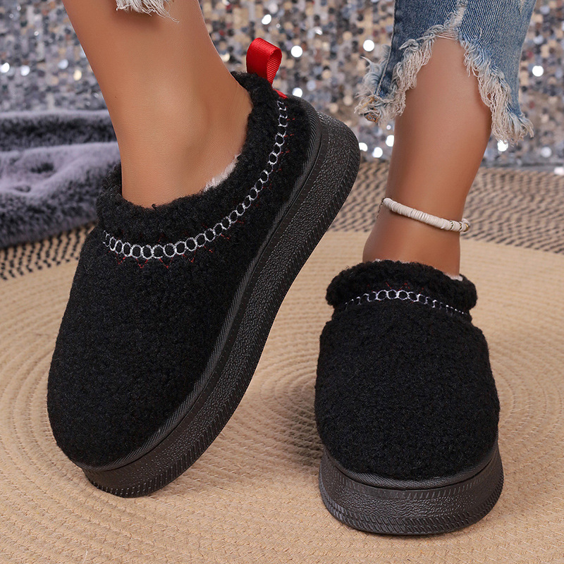 Vastag talpú báránygyapjúból készült, szélálló, téli, baotou félpapucs, női, új, csipkés, gyapjas, hótaposós, pamut papucs_voghion.com