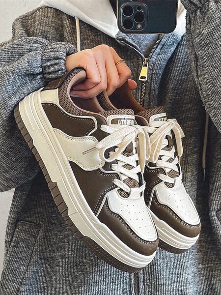 Giày thể thao nam sneaker cổ thấp đế bằng kiểu Mỹ thời trang — K88 m màu nâu, K88 m màu đen