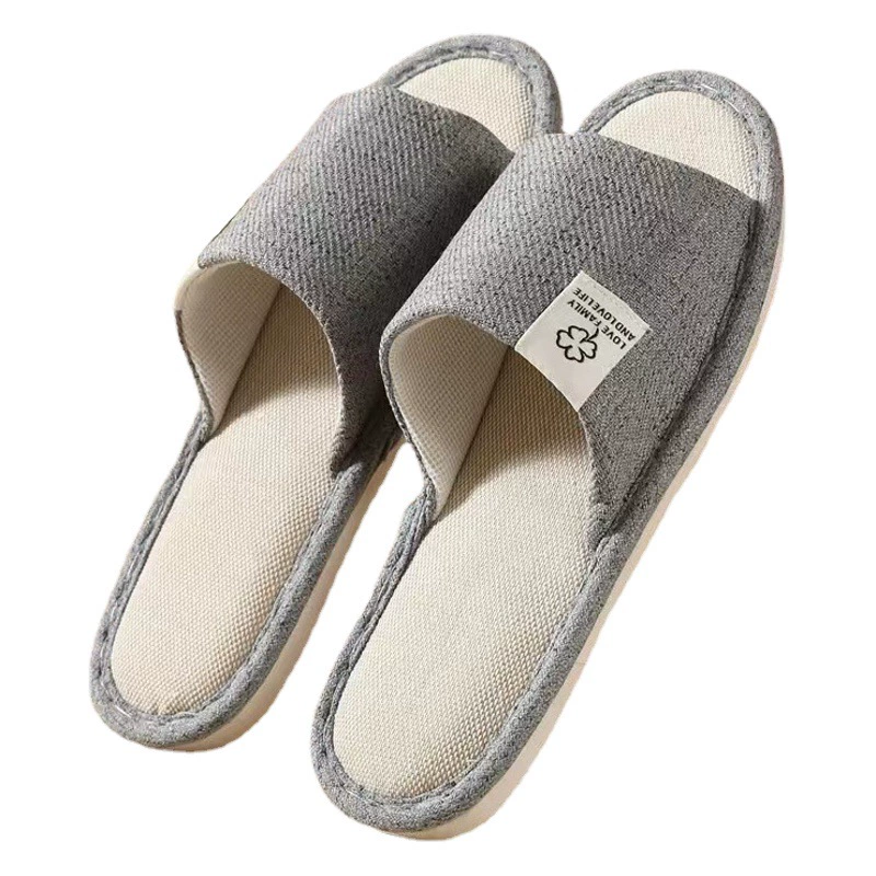 Льняные тапочки для мужчин и женщин, нескользящие четырехсезонные бесшумные дышащие модные домашние тапочки для пар, хлопковые и льняные тапочки