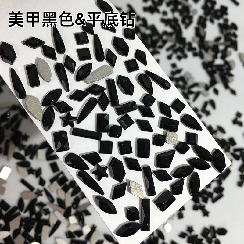 New through black flat shaped nail drill small size super flash ice through gray nail diamond nail accessories wholesale