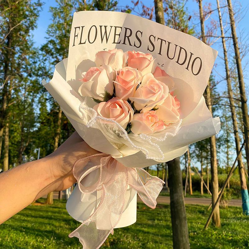 玫瑰香皂花永生花碎冰蓝玫瑰节日送朋友仿真玫瑰花情人节生日礼物