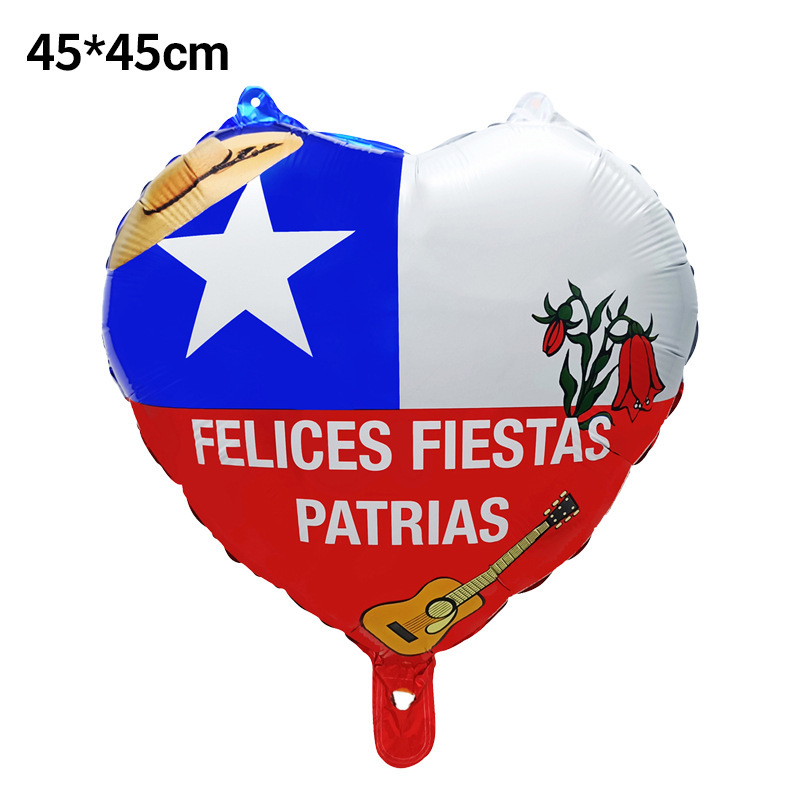 Globo de aluminio redondo de 18 pulgadas con bandera de Chile, para Día Nacional