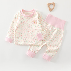 ベビー服、ハイウエストお腹保護下着、秋服セット、ベビーボンレスボトム秋服、長ズボン、脱がせる分割セット