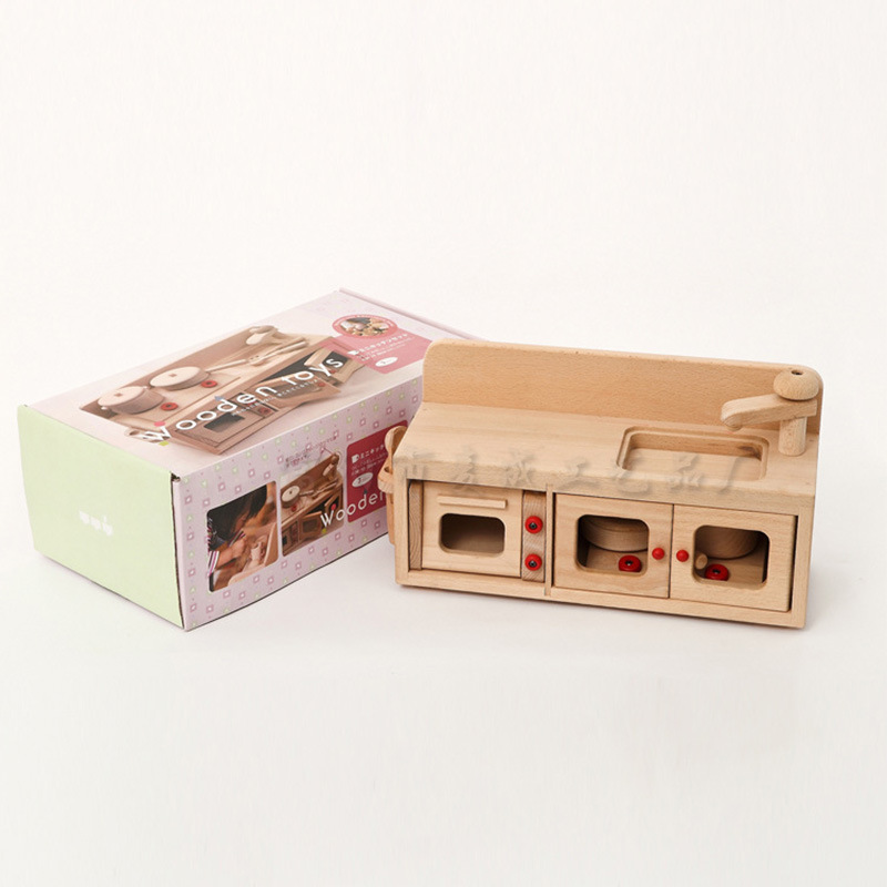 Japanese wooden home cooking simulation kitchen children's toy small cabinet playing home early education aids