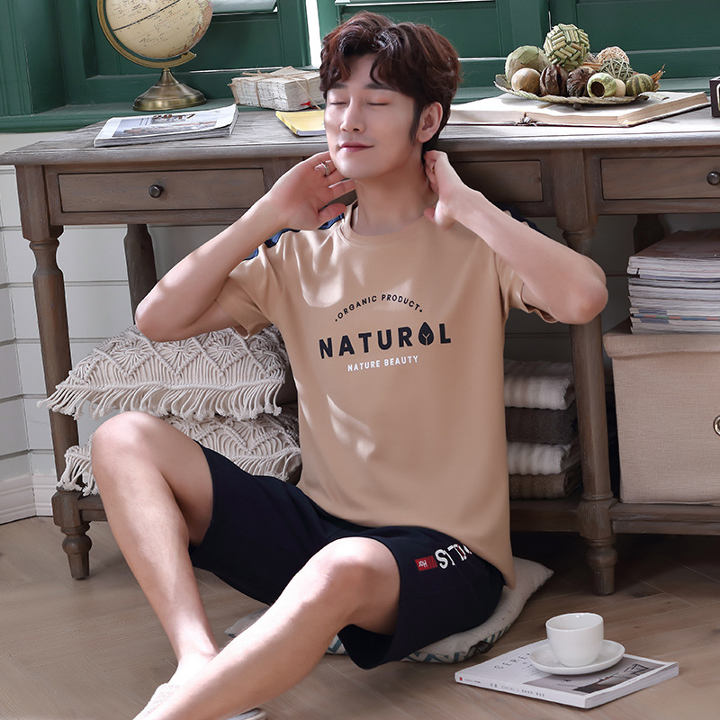 Pijamas de los hombres de verano de algodón de manga corta casual de verano pijamas de los hombres delgados más el tamaño de verano traje de desgaste para el hogar se puede usar fuera