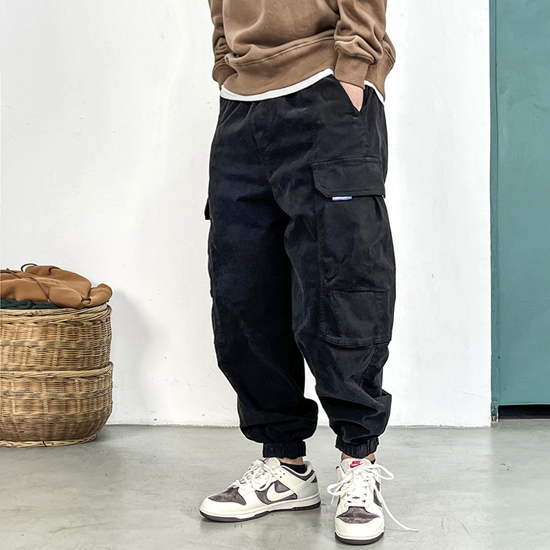 Men's Pants American-style Retro Crock Pants Men's High-end Sense Tie-legged Youth Mountaineering Charge Casual Pants Men's Pants American-style Retro Crock Pants Men's High-end Sense Tie-legged Youth Mountaineering Charge Casual Pants