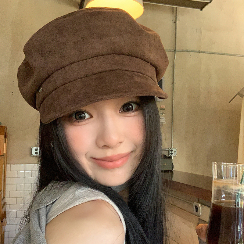 英伦风贝雷帽女2025新款文艺复古大头围八角帽显脸小画家报童帽子|undefined