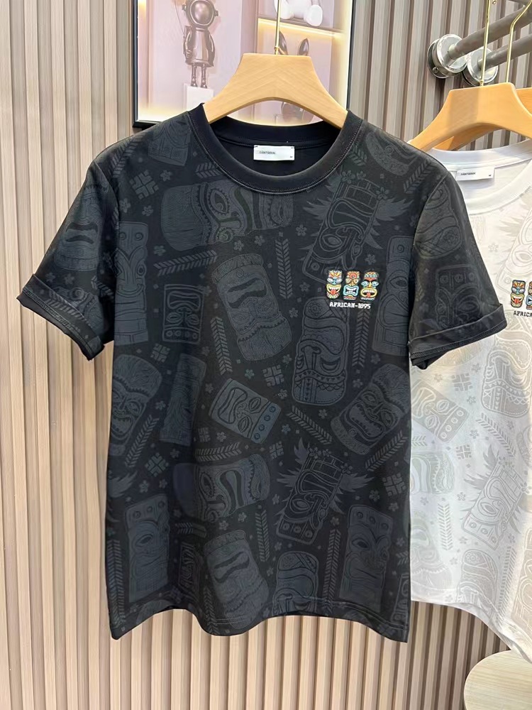 Short sleeved T-shirt, men's full body printed trendy brand slim fit embroidered cotton t-shirt, youth high-end 2023_voghion.com