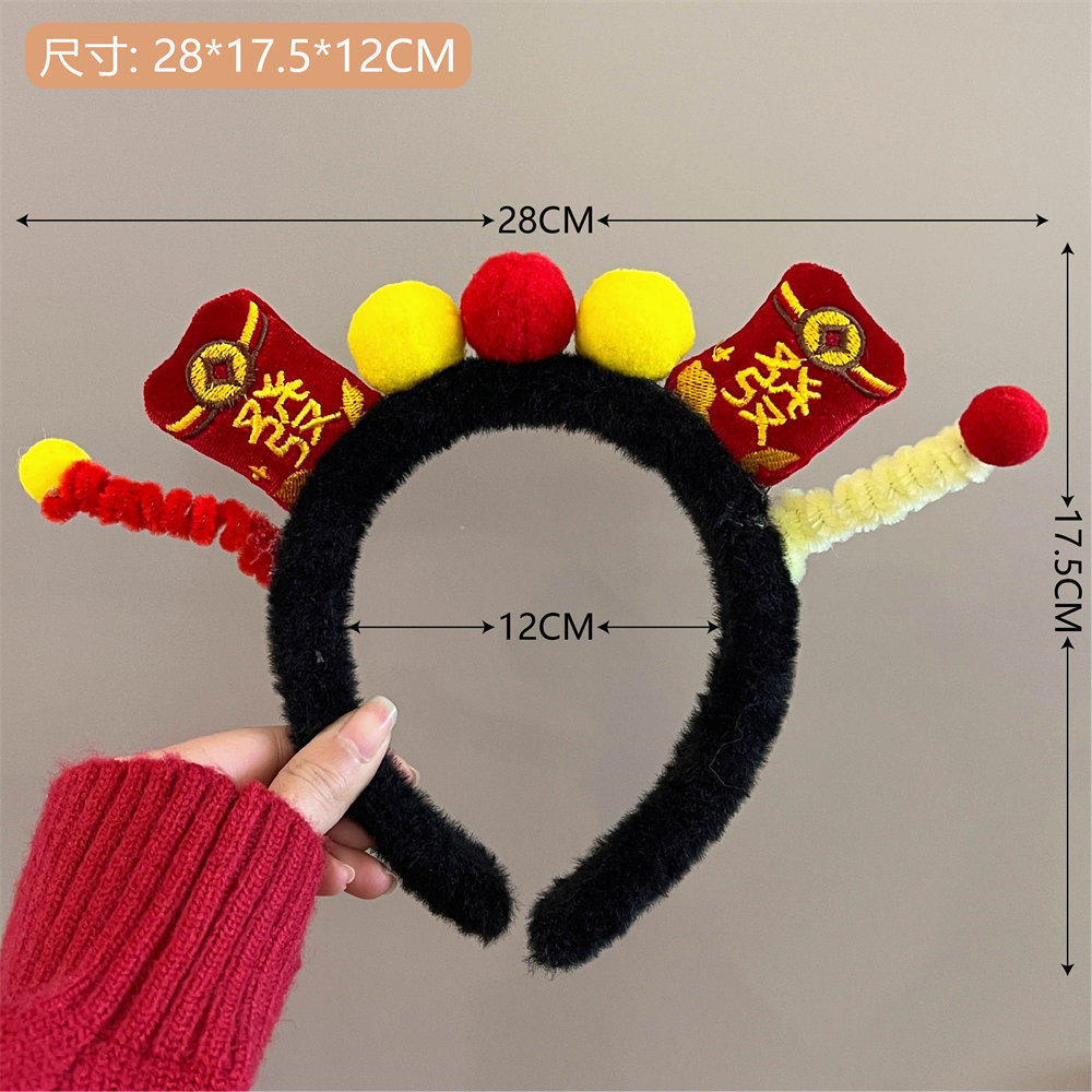 Accesorios para el cabello con diseño de león para el Año Nuevo, diademas rojas de felpa, pinzas para el cabello, horquillas con diseño de muñeca de dibujos animados para niñas, pinzas de pico de pato.