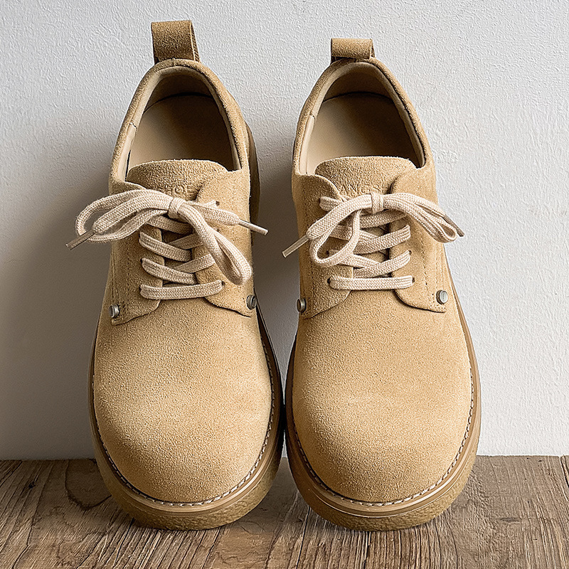 Herrenschuhe 2024 neue lässige dicke Sohle erhöhen Rhabarber Martin Big Head Derby Schuhe Britische Retro-Arbeitsschuhe_voghion.com