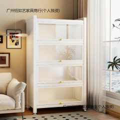 家韵钢制书架带玻璃门防尘书柜客厅落地多层储物柜铁皮手办展示柜