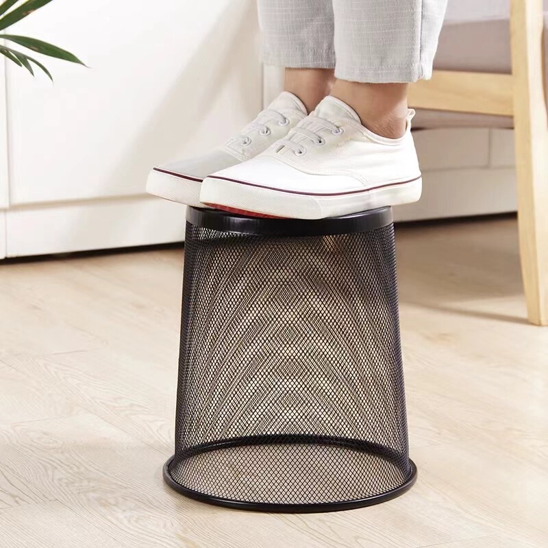Metal iron net trash can wholesale household open office kitchen bathroom uncovered trash basket