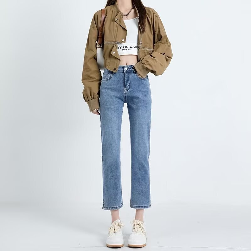 American Retro Hot Girl Jeans for Women, 2025 Autumn New Low-Waist Elastic Versatile Double-Button Stretch Flared Pants