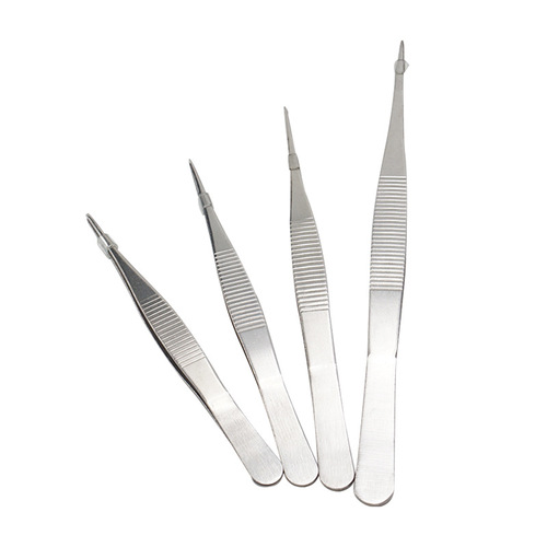Stainless Steel Anatomical Tweezers, Pointed Tip, Toothed Lab Tweezers, Holding Forceps, Auxiliary Instrument Tweezers, Tissue Tweezers, 125mm to 200mm