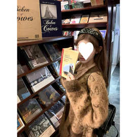 年秋冬季新款豹纹针织开衫秋冬复古撞咖色宽松领毛衣外套女