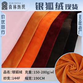 现货素色银狐绒金貂绒氨纶超柔绒布秋冬短毛绒家居服卫衣套装面料