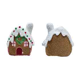 跨境新款 Festive Gingerbread House Pillow 节日姜饼屋毛绒玩偶