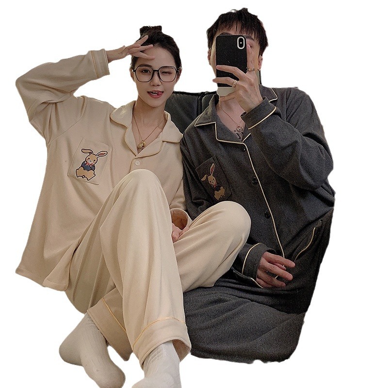 De terciopelo pareja pijamas Otoño e Invierno Nuevo engrosamiento de terciopelo fino de manga larga autocalentamiento de los hombres y las mujeres Camellia homewear