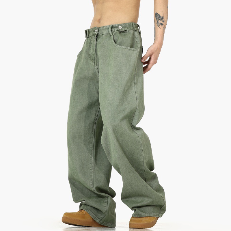 Pantalones vaqueros lavados retro americanos pantalones de pierna recta de moda de la calle principal para hombres