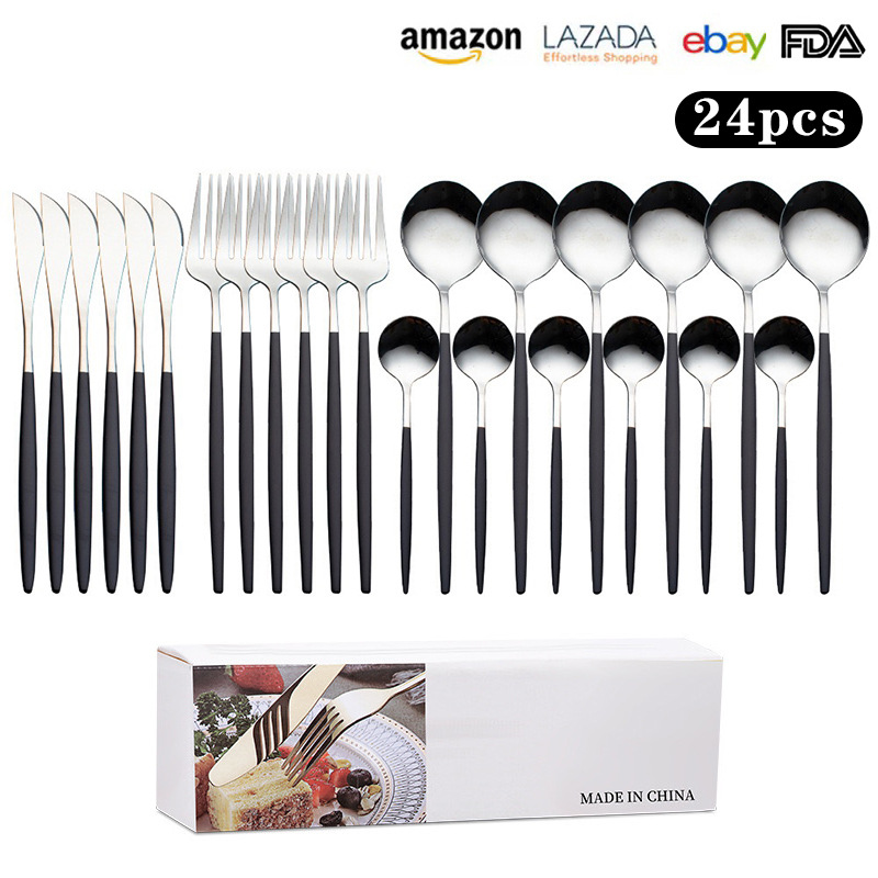 우편 주문 상자 블랙과 실버 24 피스 세트