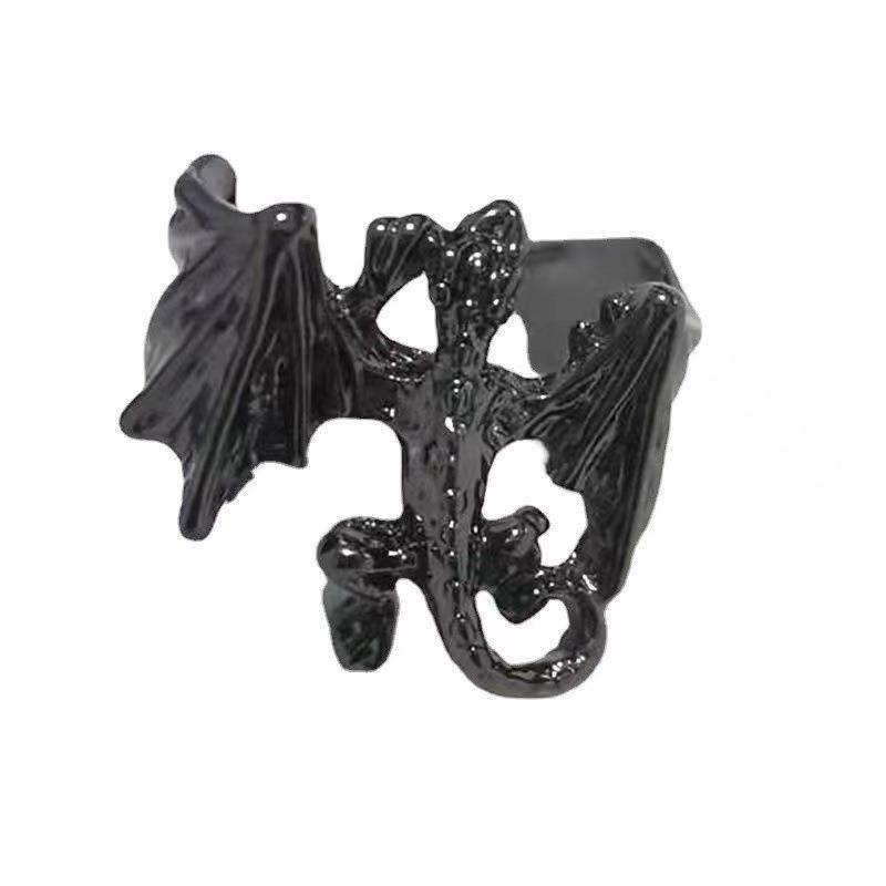 Bague ouverte Dragon Volant Transfrontalier pour Homme, Design Tendance et Polyvalent, Style de Niche Élégant, Bague pour Index Unique_voghion.com