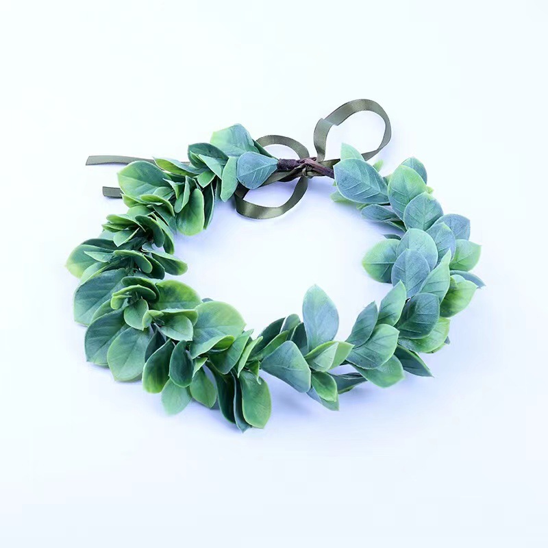 Transfronterizo nueva planta verde guirnalda diadema tocado fresco hojas simples hoja verde guirnalda princesa playa banda de pelo al por mayor