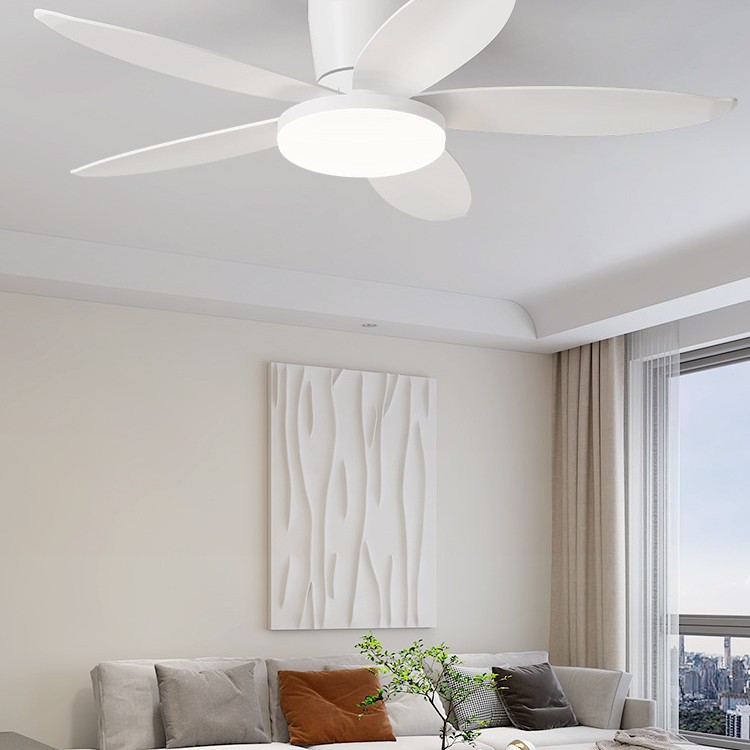 Restaurant Fan Light 2025 New Living Room Ceiling Integrated Large Wind Ceiling Fan Light Silent Straight Leaf Fan Lamp