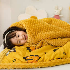 批发秋冬季儿童幼儿园午睡豆豆绒被子加厚款小毛毯子单人学生宿舍