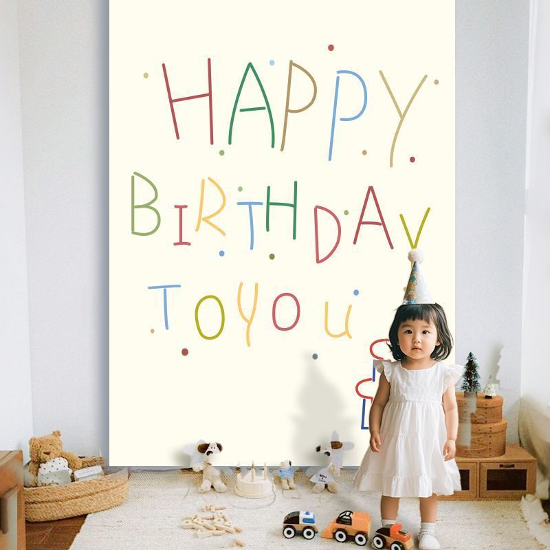 誕生日吊り布落書き絵画背景レイアウトシーン装飾パーティー男の子と女の子子供赤ちゃん写真小道具 1 歳|undefined
