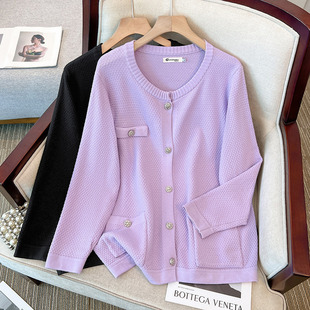 Factory Direct Sales Extra Large Size Women's Clothing Off-Size Special Price Knitted Cardigan Loose Small Fragrance Long-Sleeved Jacket Xx2633