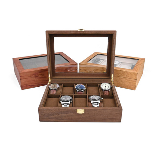 New 10-digit watch box retro wooden 10-grid watch collection display box watch box dropshipping